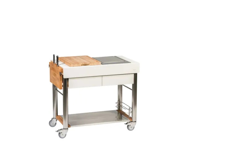 Outdoork�che INDU+ �ServeBoy Duo� K�chentrolley Set Teppanyaki + Schneidebrett